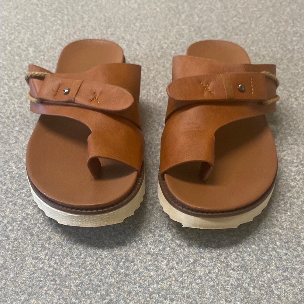 Brown and White Sandals with Comfortable Design